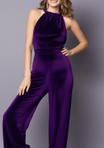 AMA Combinaison en velours stretch violet foncé