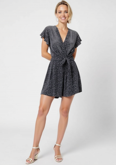 FORZA playsuit with mini black dots