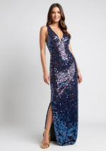 CLIA Luxury sequin dress with a deep v-neckline on the front and back
