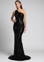 MANZA Robe longue asymétrique à sequins