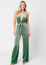LIMA green velvet jumpsuit with halter neck