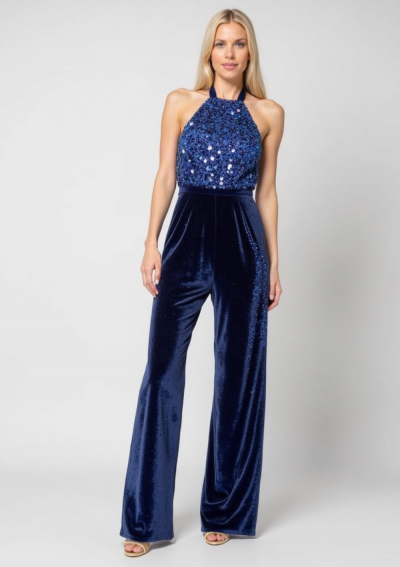 MABE Elegant luxy iridescent sequin jumpsuit in stretch fabric