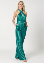 VALLE Metallic-Grüner Lamé-Neckholder-Overall