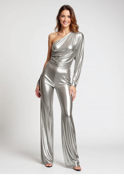 LILE Silber-Metallic-Overall mit einem Ärmel