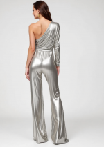 LILE zilver metallic jumpsuit met één mouw