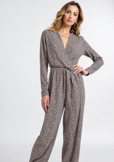 DORIS Overall aus Baumwolle mit Leopardenmuster