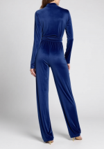 AGATA Combinaison à manches longues en velours stretch bleu foncé