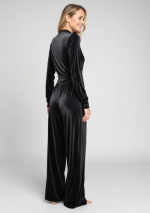 BARONEZA Schwarzer jumpsuit mit langen Ärmeln aus Stretch-Samt