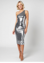 ZILVA silver sequin asymmetric dress