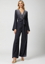 GRACIA Jumpsuit met mini zwarte stippen