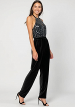COZA Elegant black sequin jumpsuit in stretch fabric
