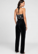 COZA Elegante zwarte jumpsuit met pailletten in stretchstof