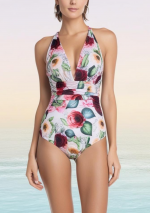 SABA Bañador de una pieza con estampado de rosas salvajes