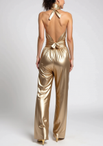 LOMA Metallic-Golden-Lame-Neckholder-Jumpsuit