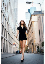 KARBO Combishort en velours stretch noir