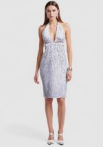 ECLAT White Sequin Dress with Halter V-Neck and Semi-Open Back