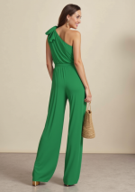JOTA groene asymmetrische jumpsuit met wijde pijpen
