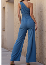 ETIKA blauer asymmetrischer Jumpsuit mit weitem Bein