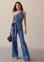 ETIKA combinaison bleue asymétrique à jambes larges