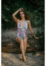 AQUARE Traje de baño de una pieza con estampado de flores