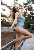 PIRITA One piece swimsuit classic blue and white stripe pattern