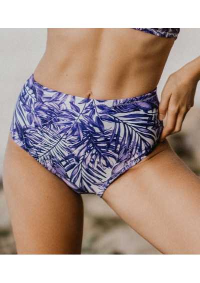 KUNZITA Slip met hoge taille en witte en blauwe palmboomprint