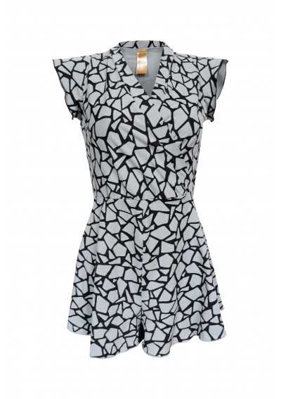 PETRA Mint groene Playsuit met zwarte figuren