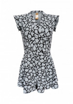 PETRA Mint groene Playsuit met zwarte figuren