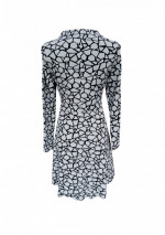 GEA Vestido corto verde menta con figuras geométricas, falda semirredondo con escote en pico.