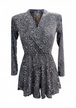 ROLA playsuit met mini zwarte stippen en lange mouwen