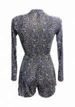 ROLA playsuit met mini zwarte stippen en lange mouwen