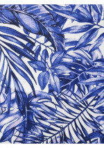 ZAFIRA Trikini blanc imprimé palmiers bleus