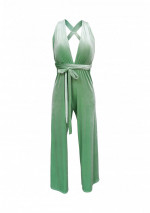 LIMA-Jumpsuit aus grünem Samt mit Neckholder