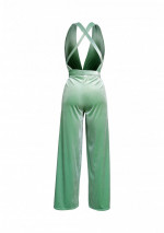 LIMA green velvet jumpsuit with halter neck