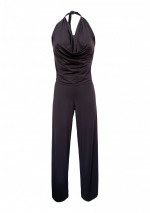 GEMA Zwarte jumpsuit met verlaagde halslijn en halve halslijn aan de achterkant