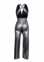 AKOYA Silver jumpsuit met halter v-hals