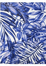 KURA Weißer One-Shoulder-Bikini mit blauem Palmen-Print