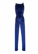 KOYI dark blue jumpsuit in stretch velvet