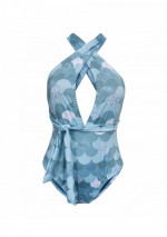 FRESCO Maillot de bain une pièce bleu clair imprimé écailles