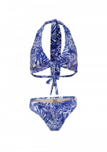 KENZA Bikini imprimé palmiers bleu et blanc