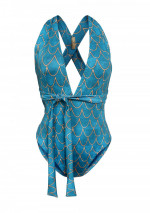 ERA Maillot de bain une pièce imprimé écailles bleu turquoise