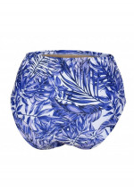 KUNZITA High-waisted panty with white and blue palm tree print