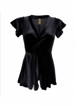 KARBO Black stretch velvet playsuit