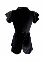 KARBO Black stretch velvet playsuit