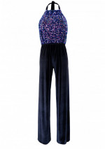 MABE Elegant luxy iridescent sequin jumpsuit in stretch fabric