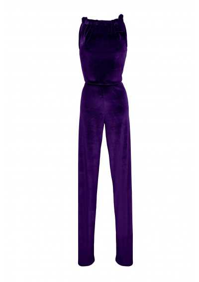 AMA Purple dark jumpsuit in stretch velvet