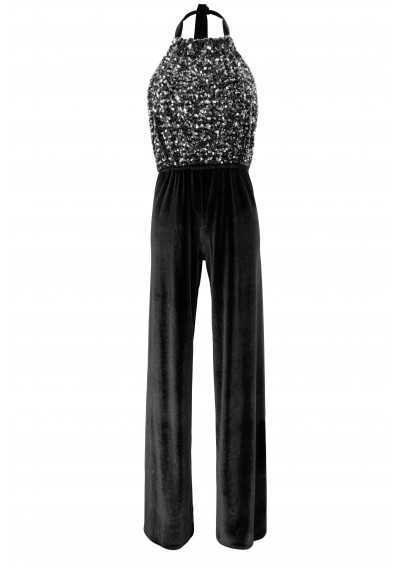 TORCHA Eleganter schwarzer Pailletten-jumpsuit aus Stretchstoff