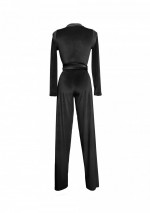 BARONEZA Zwarte jumpsuit met lange mouwen van stretchfluweel