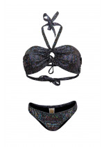 SABINE Holographic black strapless bikini with adjustable straps