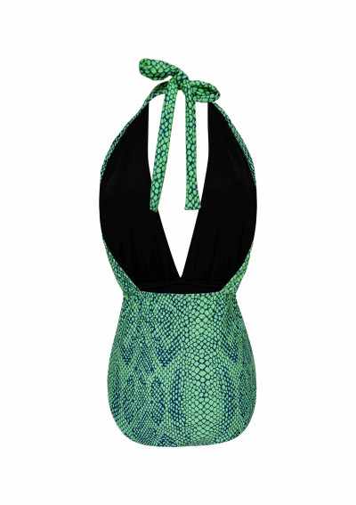SALOMÉ Maillot de bain une pièce dos nu imprimé animal serpent vert